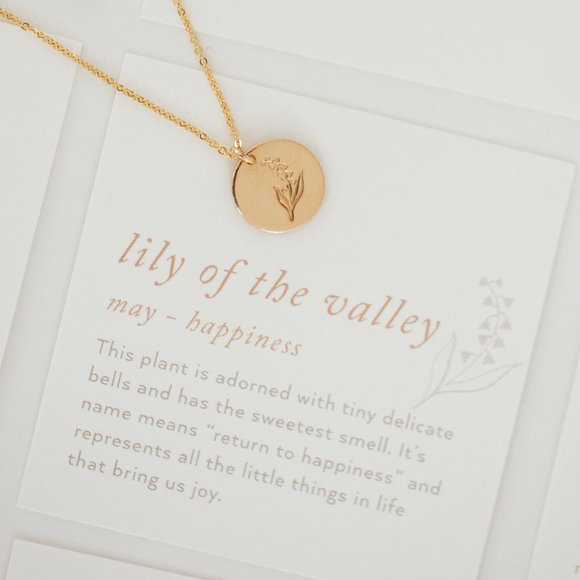 May Lily of the Valley Birth Month Flower Necklace - Picture 5 of 15